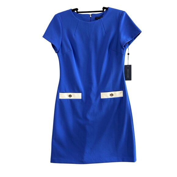 Tommy Hilfiger Dress Womens 4 Blue Short‎ Sleeve Sheath Dress Career Work - Picture 1 of 14